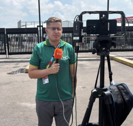 Jornalista Caique Silva, em ação pela TMC
